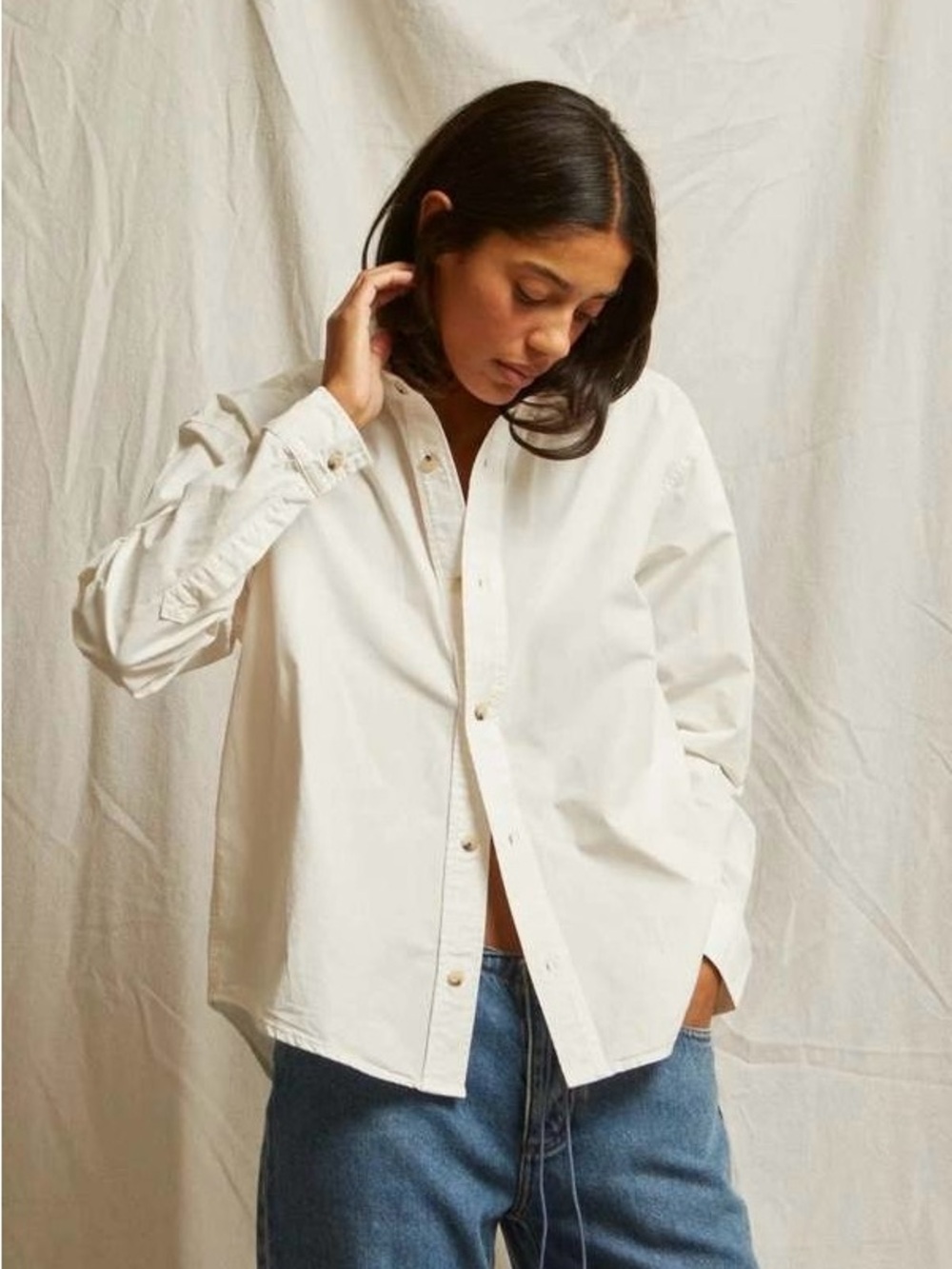 PERFECTWHITETEE JAMES BUTTON DOWN SHIRT - BRIGHT IVORY - Picture 4 of 6